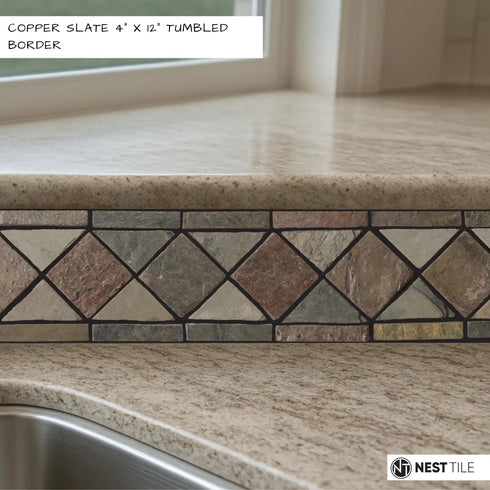 Copper Slate 4x12" Tumbled Border Tile
