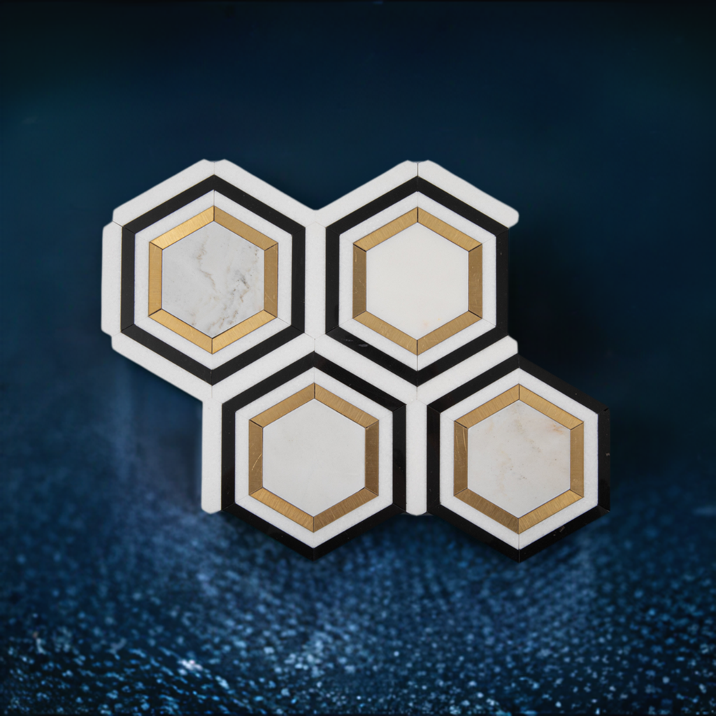 Marble Hexagon Tile floor backsplash Kitchen  Bathroom