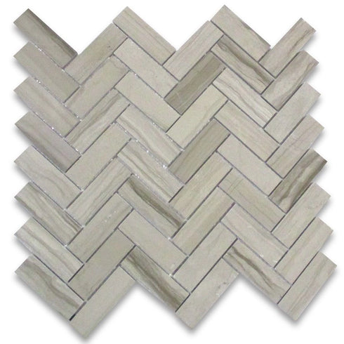 Haisa Dark Marble 1x3 Herringbone Mosaic Tile Polished