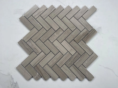 Haisa Dark Marble 1x3 Herringbone Mosaic Tile Polished
