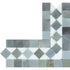 a white and gray mosaic tile wall
