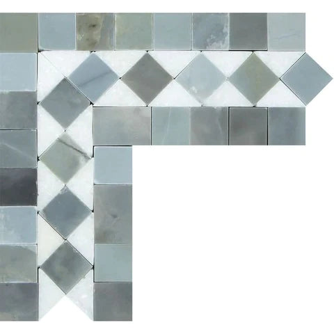 a white and gray tile pattern with a cross