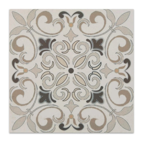 Madellion Limestone Taupe 6"x6" Laser Engraved Tile