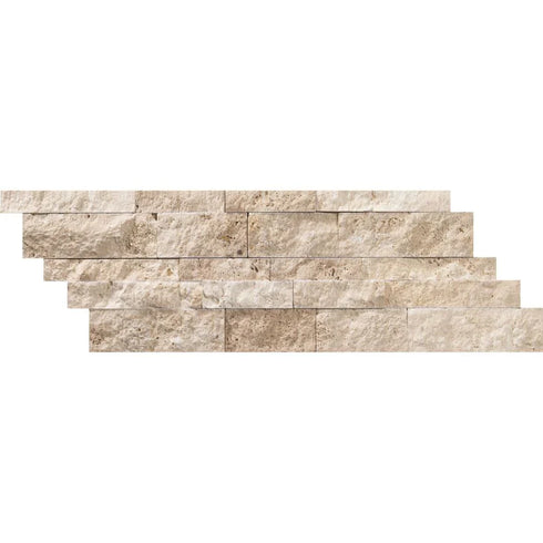Ivory Travertine Brushed Ledger Wall Tile 6x24"