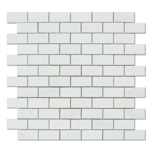 Thassos White (Greek) Marble Mosaic 1" X 2" 3/8 Brick Mosaic