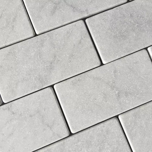Carrara Italian White Tumbled Wall and Floor Tile 3x6"
