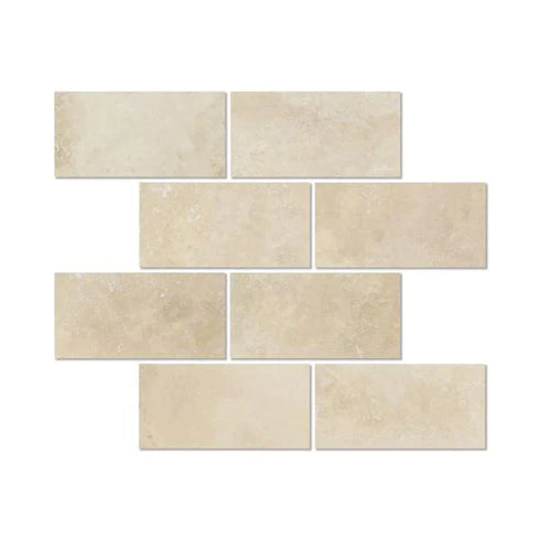 Ivory Travertine Filled & Honed Wall and Floor Tile 3x6"