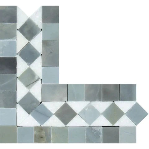 a white and gray mosaic tile pattern