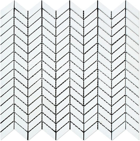 Thassos White (Greek) Marble Mosaic 3/8 Chevron (MINI) Mosaic