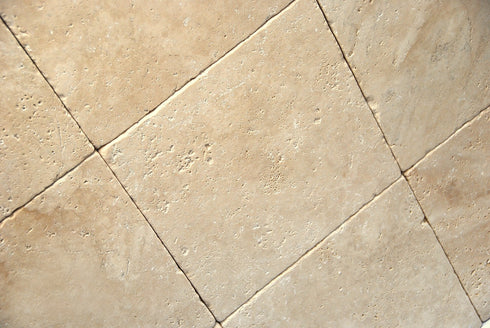 Oyster Travertine Tile 12" X 12" 3/8 Tumbled Tile