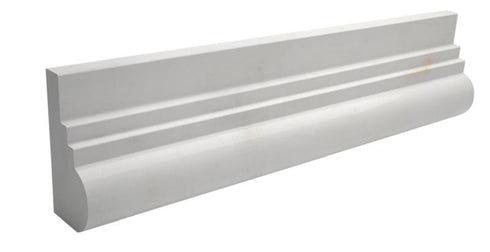 Afyon White Polished Double Chair Rail Trim Wall Tile