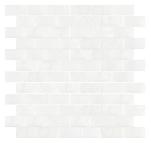 Afyon White Polished Brick Mosaic Wall and Floor Tile 1"x2"