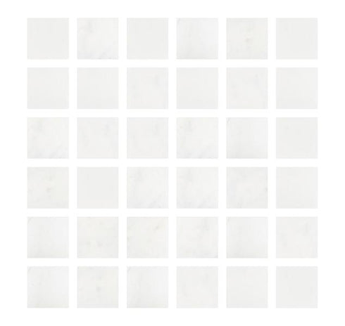 Afyon White Polished Square Mosaic Tile 2"x2"