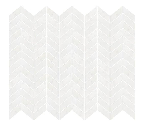 Afyon White Polished Chevron Mosaic Tile 1" x 4"