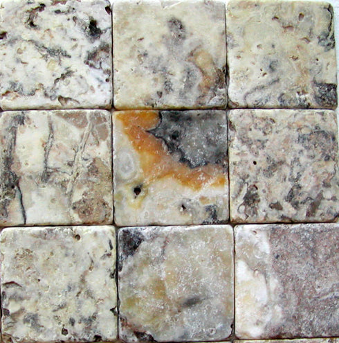 Antico Onyx Travertine Tile 6" X 6" Tumbled