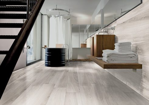 Ash Woodgrain Wood Look Brushed Italian Porcelain Tile