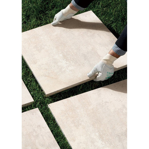 Italian Durango Cream Natural Finish Exterior Pool Paver 24" x 24"