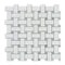 Thassos White Basketweave Mosaic w/ Ming Green Dots Polished