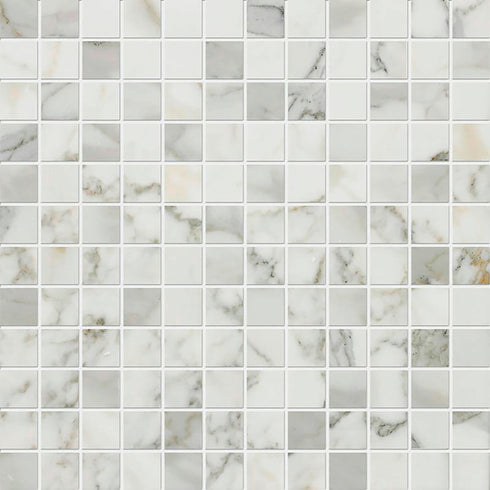 Calacatta Gold Square Mosaic Backsplash Wall Tile 1"