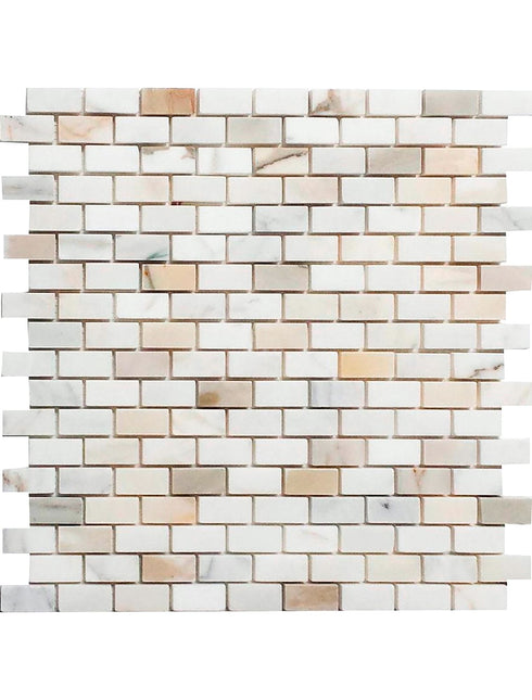Calacatta Gold Mini Brick Mosaic Backsplash Wall Tile 5/8x1 1/4
