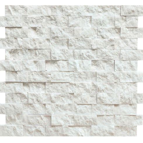 Calacatta Gold Split Faced Brick Mosaic Backsplash Wall Tile 1x2"