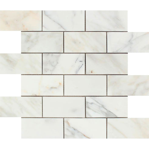 Calacatta Gold Brick Mosaic Backsplash Wall Tile 2x4"