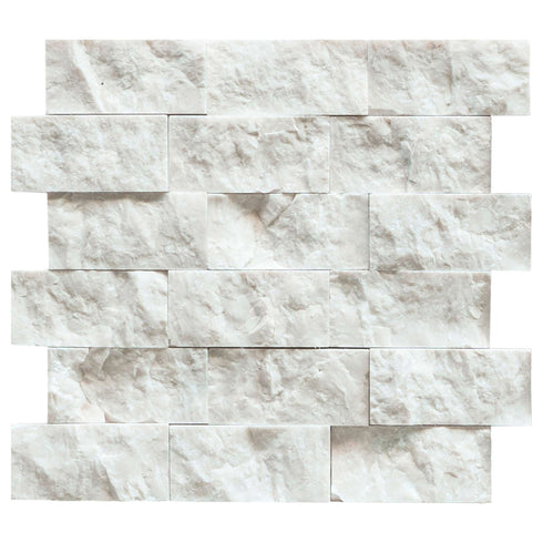 Calacatta Gold Split Faced Brick Mosaic Backsplash Wall Tile 2x4"