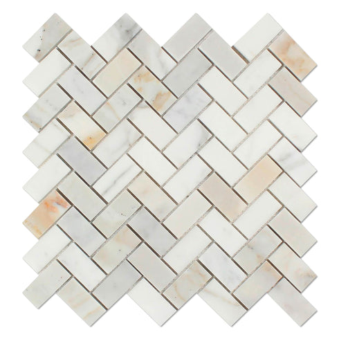 Calacatta Gold Herringbone Mosaic Backsplash Wall Tile 1x2"