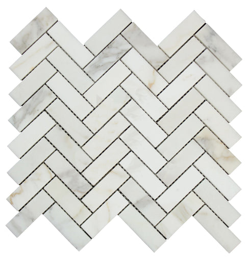 Calacatta Gold Herringbone Mosaic Backsplash Wall Tile 1x3"
