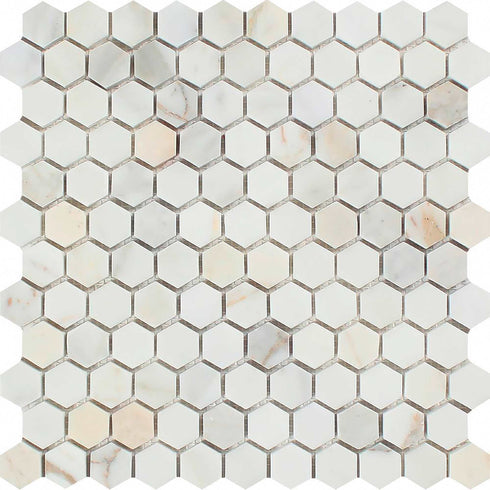 Calacatta Gold Hexagon Mosaic Backsplash Wall Tile 1x1"