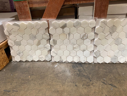 Calacatta Gold Hexagon Mosaic Backsplash Wall Tile 2"