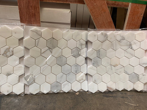 Calacatta Gold Hexagon Mosaic Backsplash Wall Tile 2"