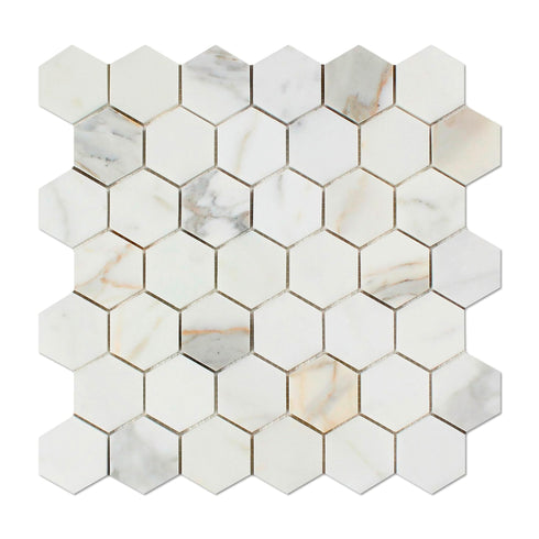 Calacatta Gold Hexagon Mosaic Backsplash Wall Tile 2"