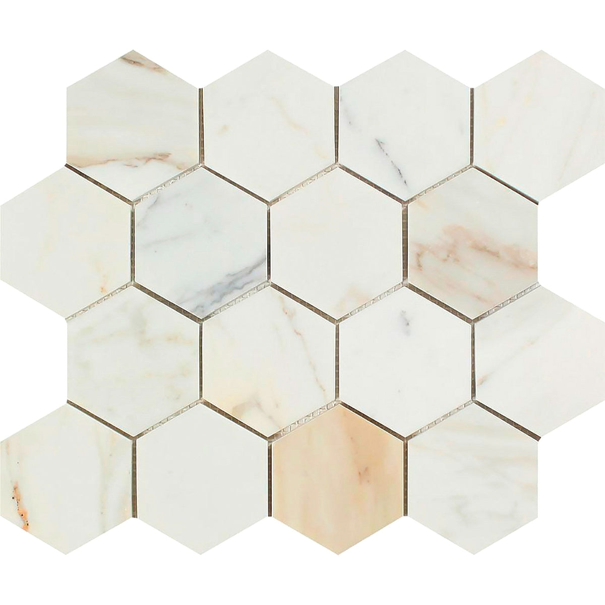 Calacatta Gold Hexagon Mosaic Backsplash Wall Tile 3" - floortileshop