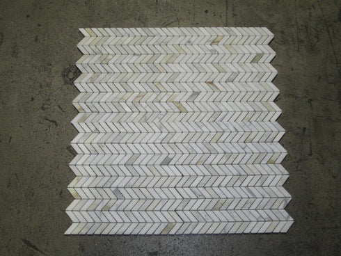 Calacatta Gold Mini Chevron Mosaic Backsplash Wall Tile