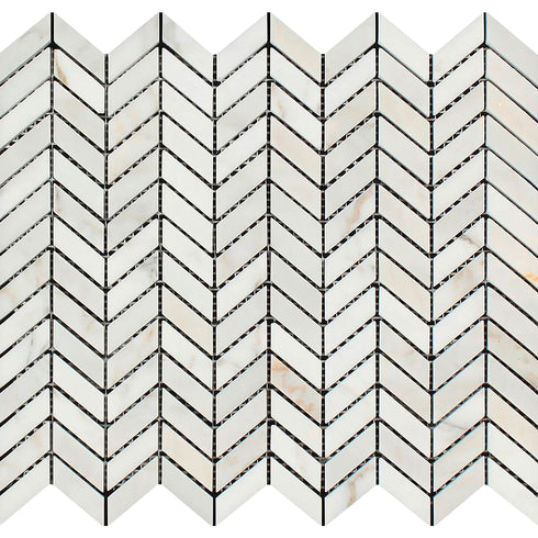 Calacatta Gold Mini Chevron Mosaic Backsplash Wall Tile