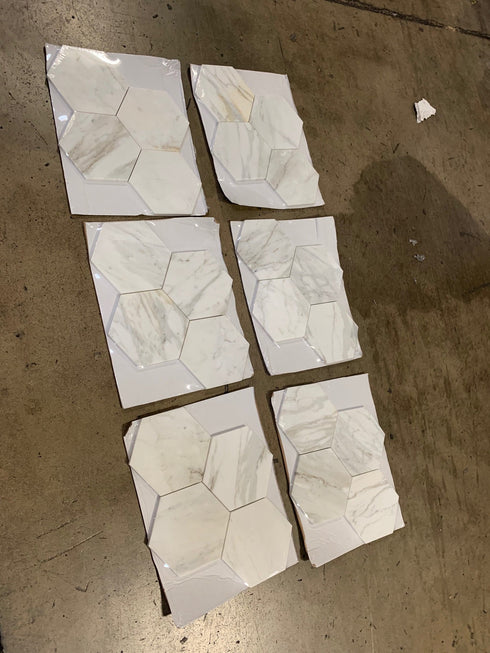 Calacatta Gold Honed Hexagon Mosaic Backsplash Wall Tile 6"