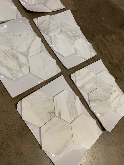 Calacatta Gold Honed Hexagon Mosaic Backsplash Wall Tile 6"