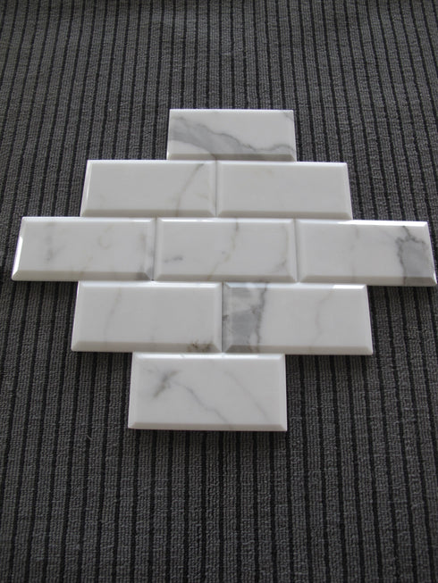 Calacatta Gold Beveled Wall, Backsplash Wall and Floor Tile 3x6"