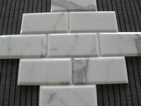 Calacatta Gold Beveled Wall, Backsplash Wall and Floor Tile 3x6"
