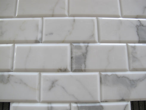 Calacatta Gold Beveled Wall, Backsplash Wall and Floor Tile 3x6"
