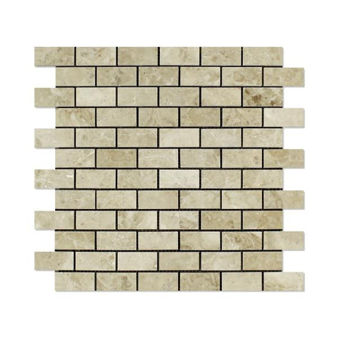 Cappuccino Polished Brick Mosaic Tile 1x2"