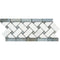 Carrara White 4 3/4" X 12" Basketweave Border Blue Dots Polished