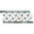 Carrara White 4 3/4" X 12" Basketweave Border Blue Dots Polished