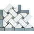 Carrara Italian White Basketweave with Blue & Gray Corner Border