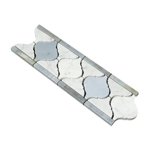 Carrara White Lantern Mosaic (Arabesque) - 3" Polished