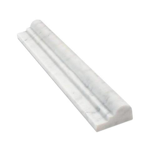 Carrara Italian White Single Step Chair Rail Trim Tile 2" x 12"