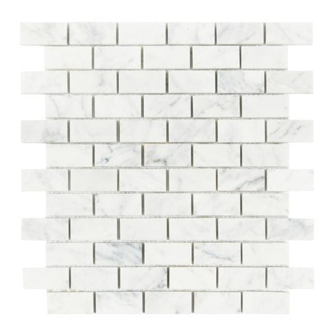 Carrara White 1" X 2" Brick Mosaic Polished