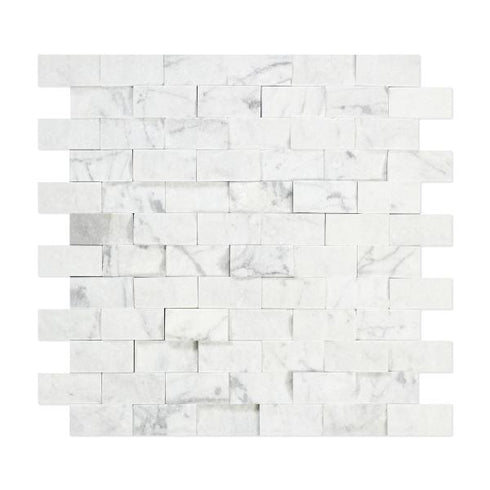 Carrara Italian Split Face Brick Mosaic Backsplash Wall Tile 1x2"