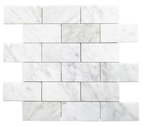 Carrara Italian Brick Mosaic Backsplash Wall Tile 2" x 4"
